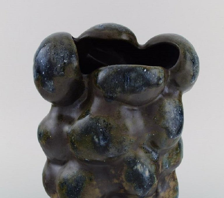 Glazed Christina Muff, Danish Contemporary Ceramicist, Large Sculptural Unique Vase For Sale