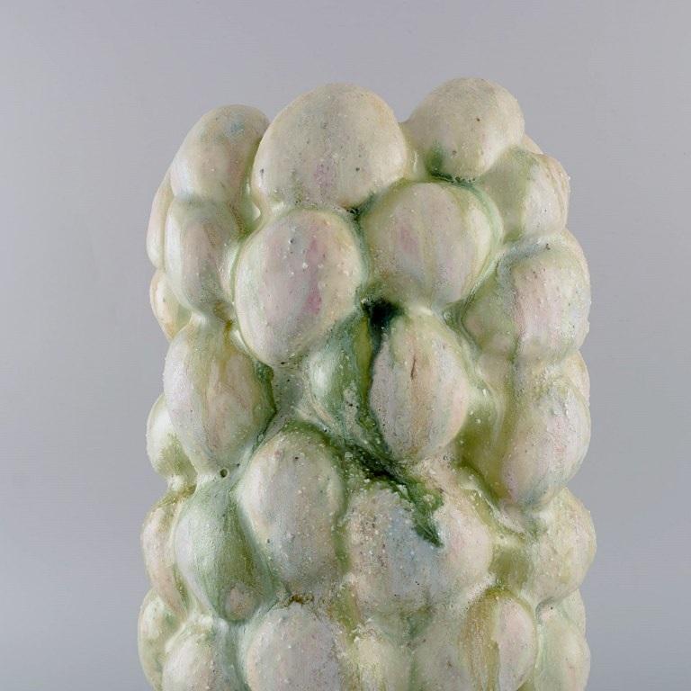 Glazed Christina Muff, Danish Contemporary Ceramicist, Large Sculptural Unique Vase For Sale
