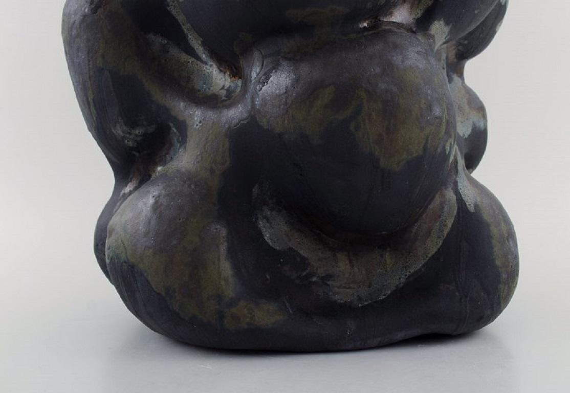Stoneware Christina Muff, Danish Contemporary Ceramicist, Large Sculptural Unique Vase For Sale