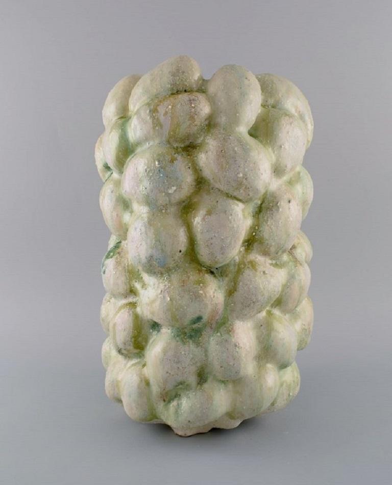 Stoneware Christina Muff, Danish Contemporary Ceramicist, Large Sculptural Unique Vase For Sale