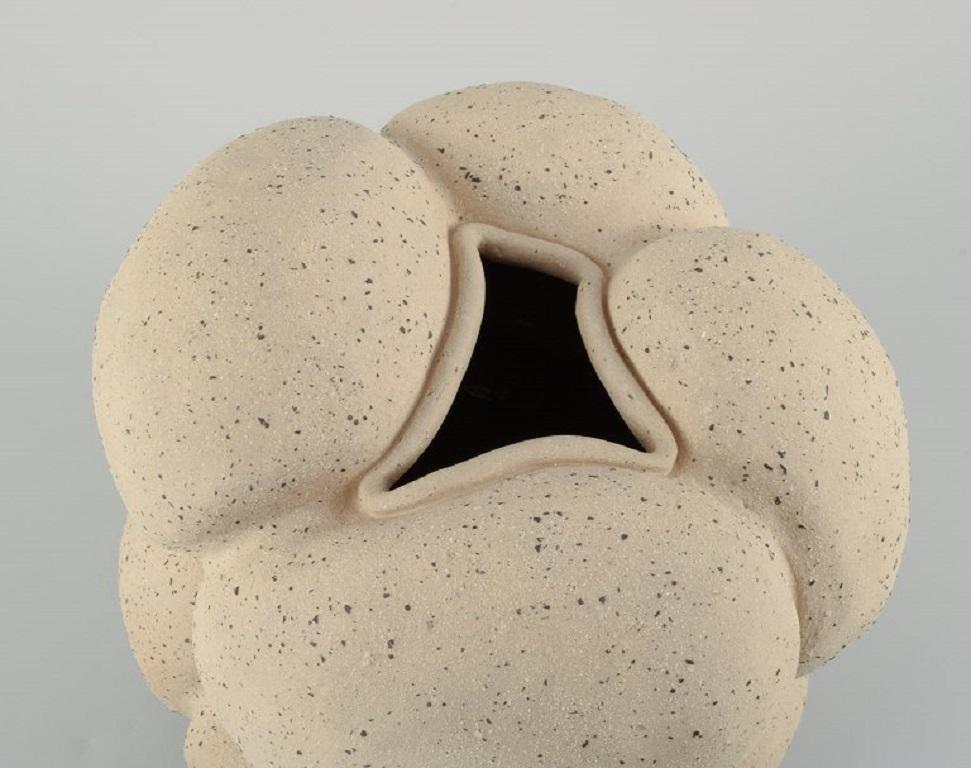 Stoneware Christina Muff, Danish Contemporary Ceramicist, Large, Unglazed Unique Vessel For Sale