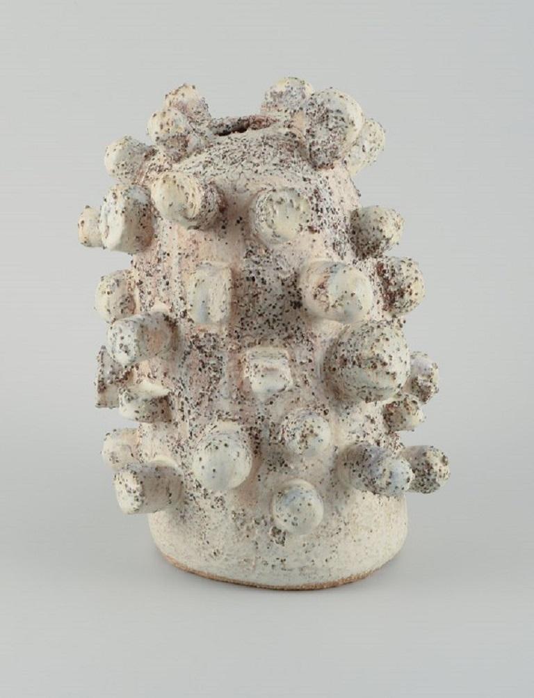 Glazed Christina Muff, Danish contemporary ceramicist. Large unique stoneware sculpture For Sale