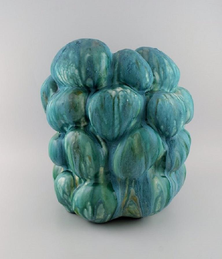 Glazed Christina Muff, Danish Contemporary Ceramicist, Monumental Unique Stoneware Vase For Sale