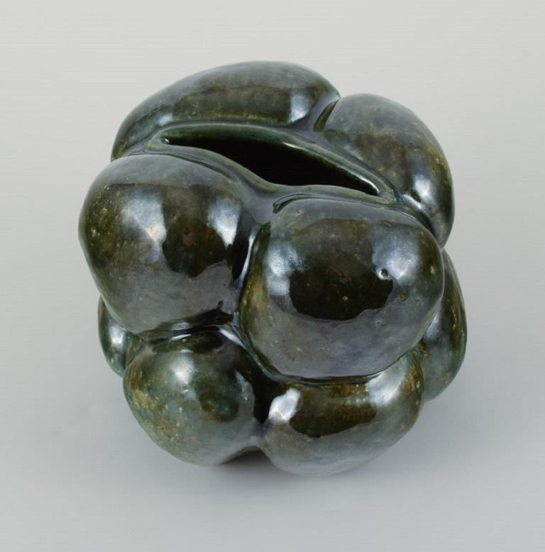 Contemporary Christina Muff, Danish contemporary ceramicist. Organic-shaped vessel For Sale