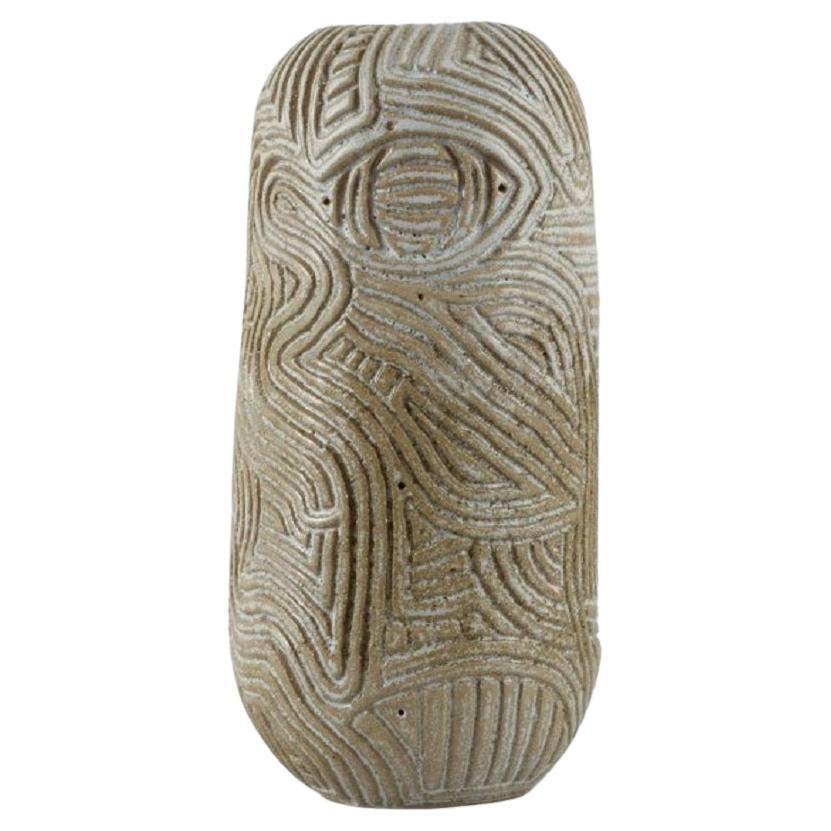 Christina Muff, Danish contemporary ceramicist. Unique hand-carved vase