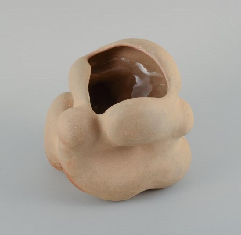 Stoneware Christina Muff, Danish Contemporary Ceramicist, Unique Organically Shaped Vase For Sale