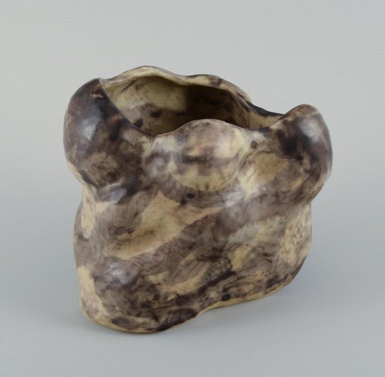 Glazed Christina Muff, Danish contemporary ceramicist. Unique stoneware vase. For Sale
