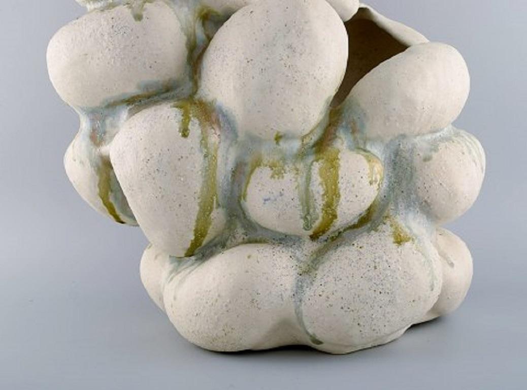 Organic Modern Christina Muff, Hand-Modelled Sculptural Vase of Stoneware Clay For Sale