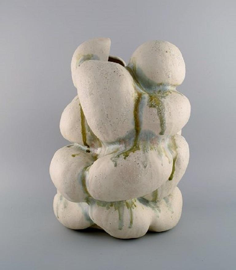 Danish Christina Muff, Hand-Modelled Sculptural Vase of Stoneware Clay For Sale
