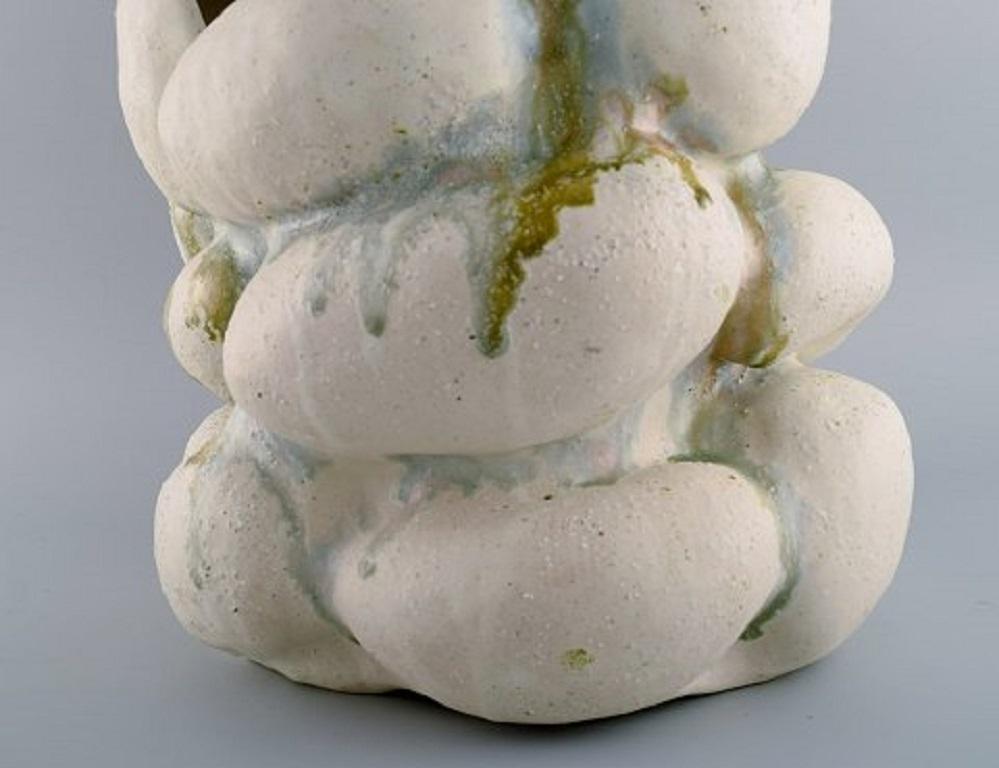 Christina Muff, Hand-Modelled Sculptural Vase of Stoneware Clay For Sale 2