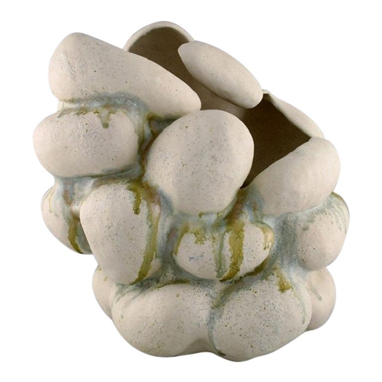 Christina Muff, Hand-Modelled Sculptural Vase of Stoneware Clay For Sale