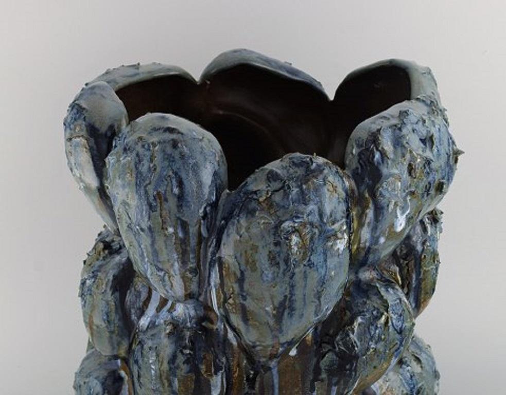 Danish Christina Muff, Large, Hand Modelled Stoneware Sculptural Vase For Sale