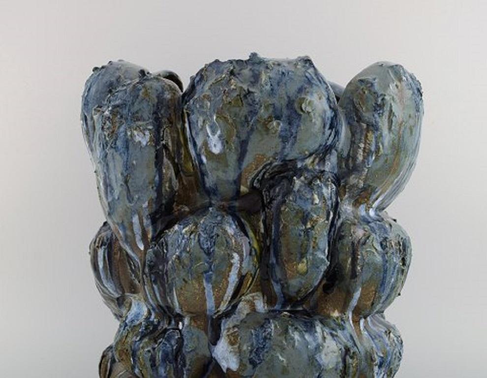 Christina Muff, Large, Hand Modelled Stoneware Sculptural Vase In Excellent Condition For Sale In Copenhagen, DK