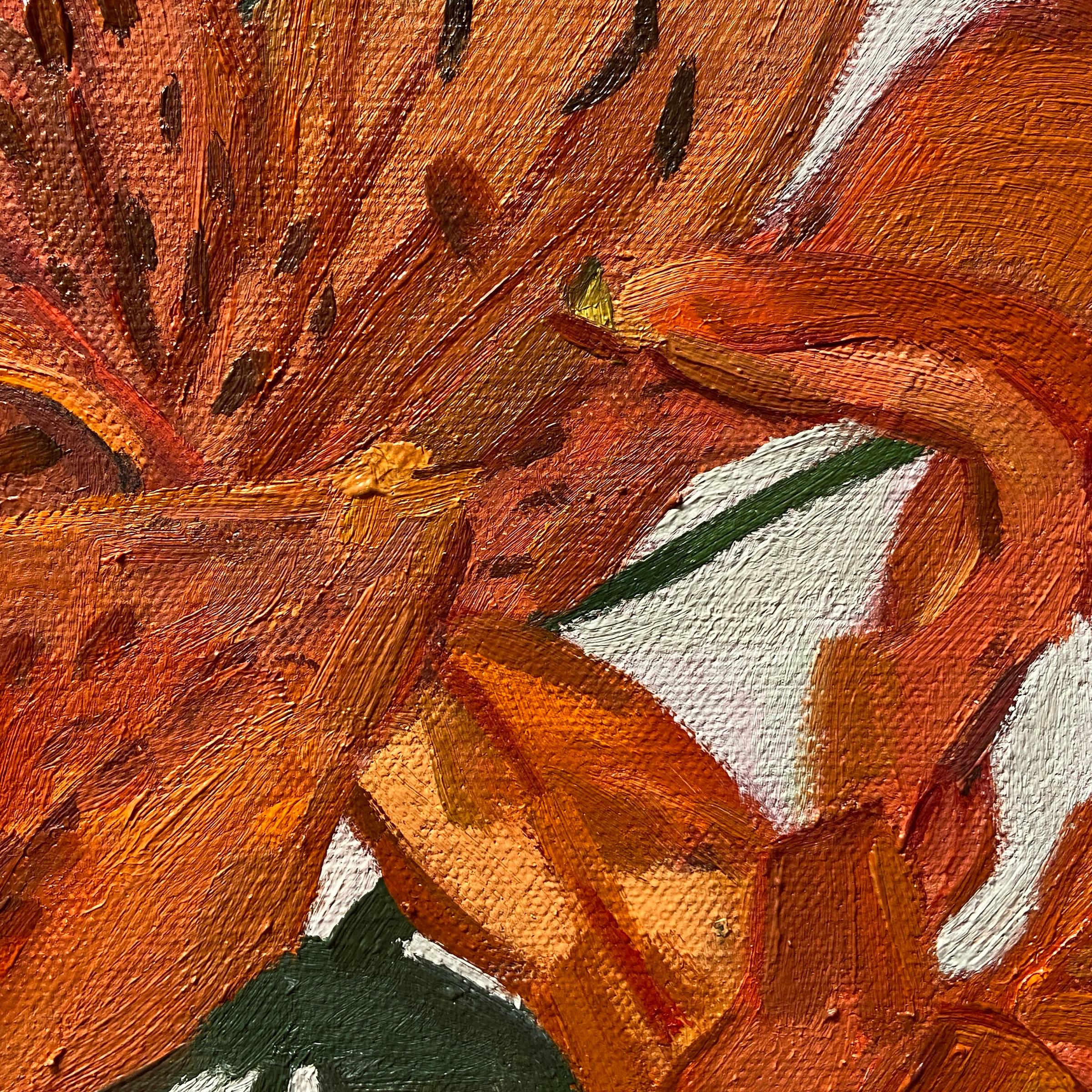 '14 Years (Orange Lilies)' - still life - floral, orange, impressionism For Sale 1