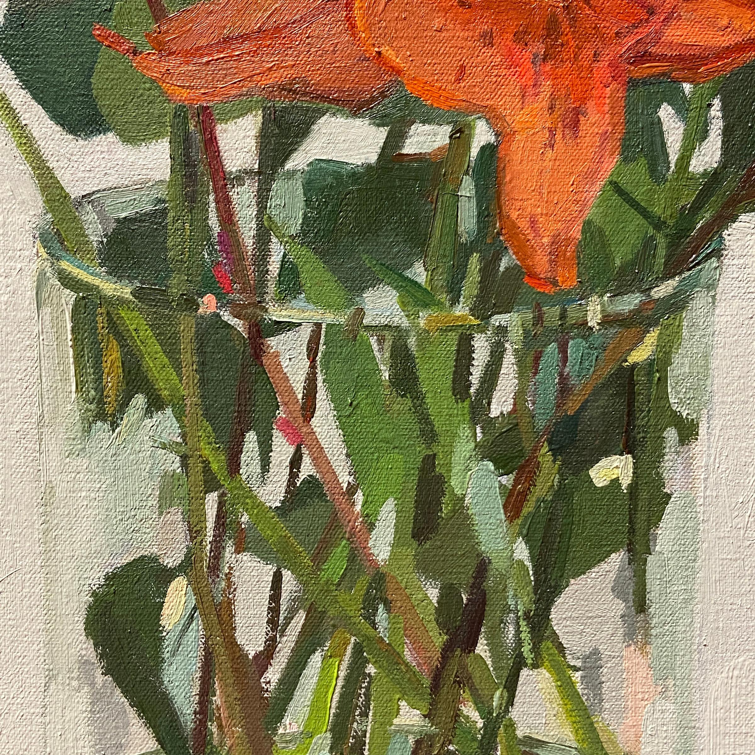 '14 Years (Orange Lilies)' - still life - floral, orange, impressionism For Sale 2