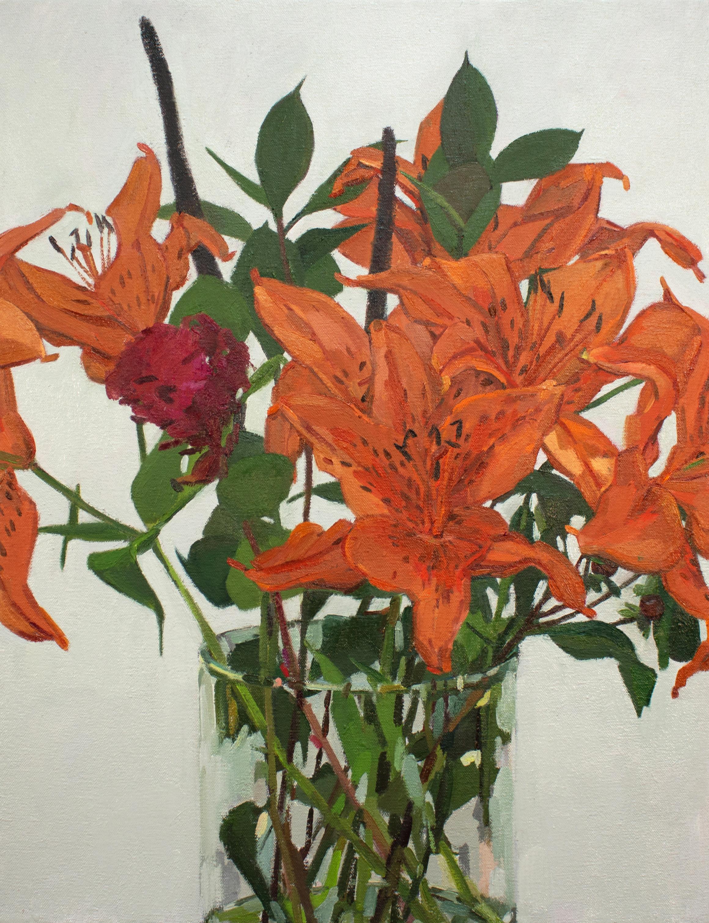 '14 Years (Orange Lilies)' - still life - floral, orange, impressionism