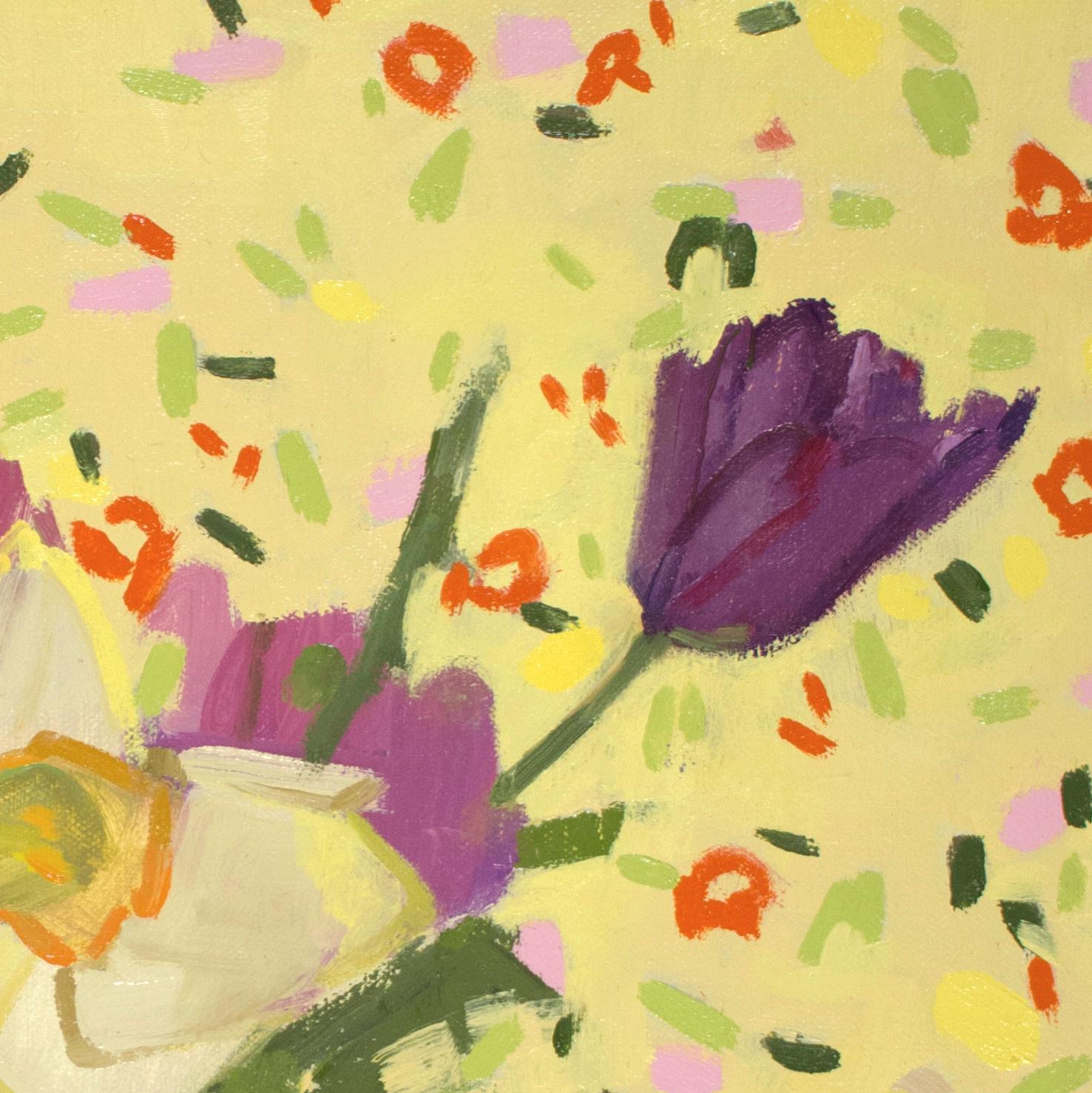 « Joyful Blooms » (Flèches partielles) - nature morte - fauve - floral - iris - Fauvisme Painting par Christina Renfer Vogel