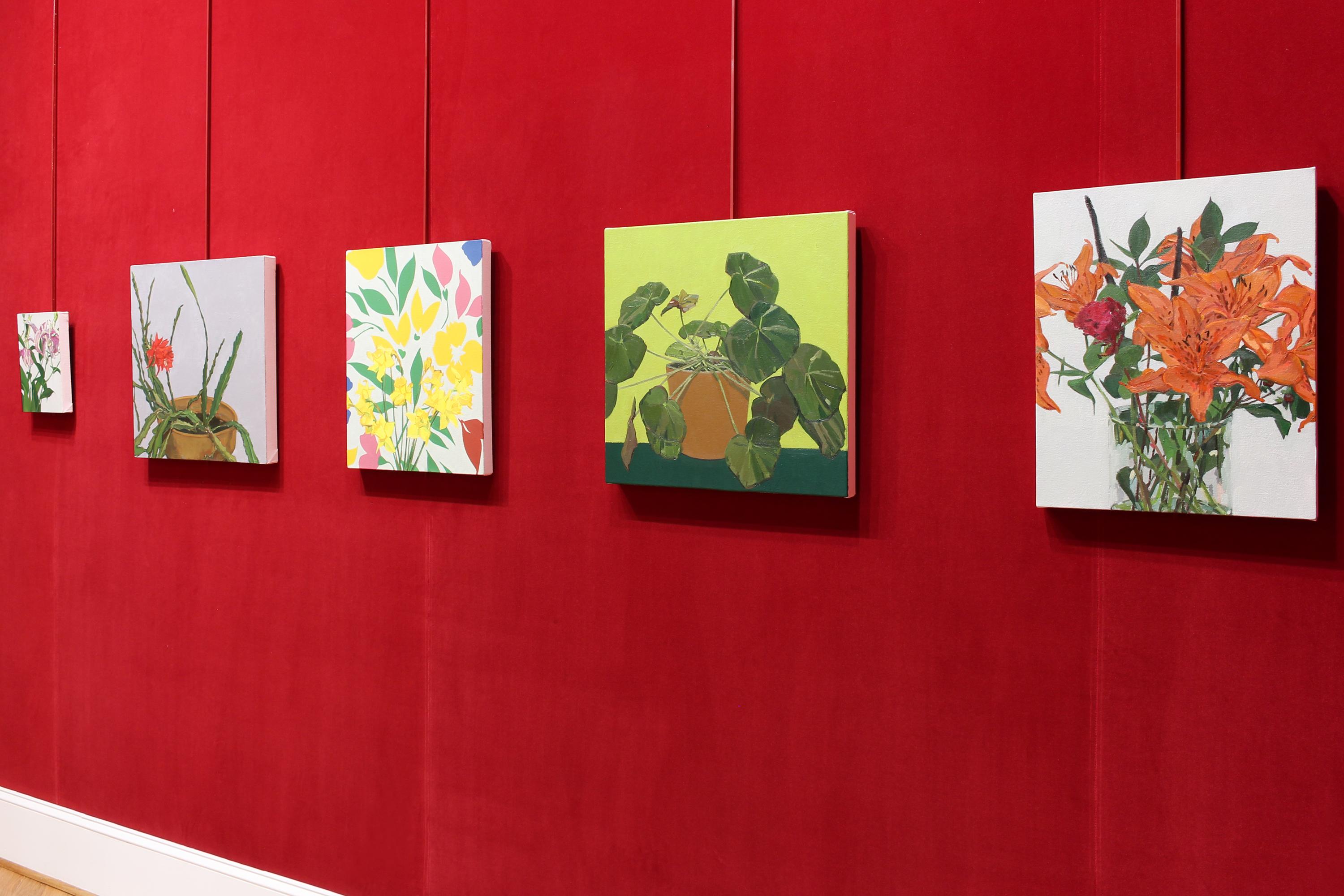 Cette peinture présente des teintes de jaune, de vert et d'orange.

L'exposition 