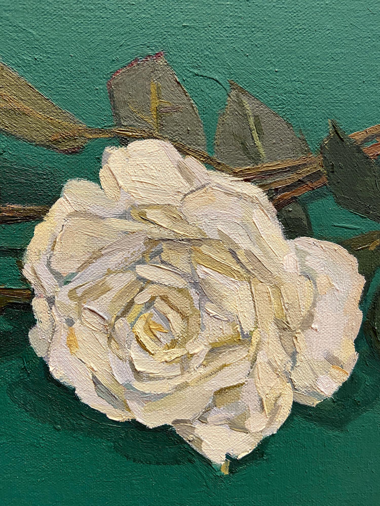 Cette peinture présente des teintes de vert, de jaune et de blanc.

L'exposition 