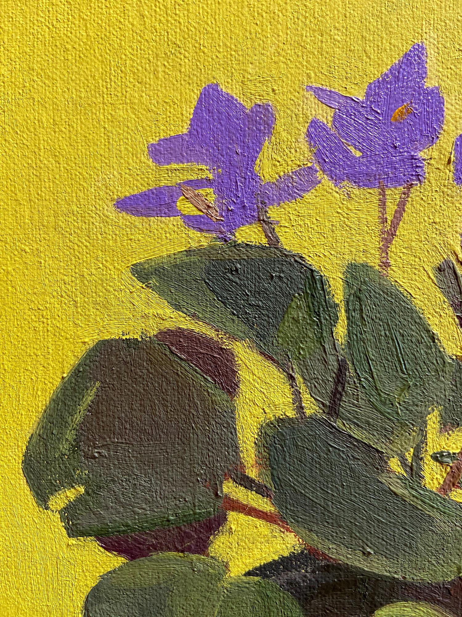 'Sweet Violets' - nature morte - fleurs, botaniques, naturalisme, couleurs vives - Painting de Christina Renfer Vogel