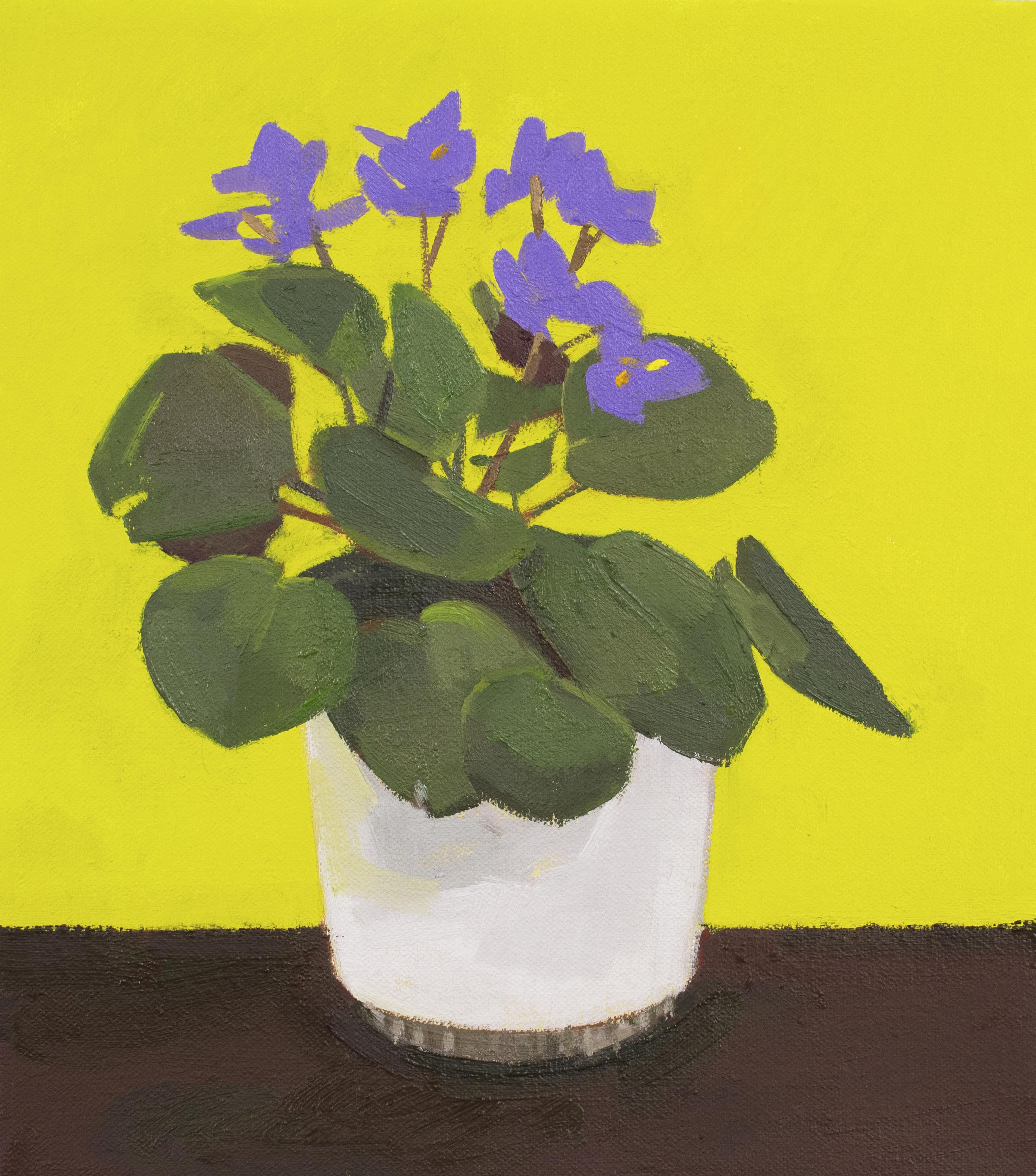 Abstract Painting Christina Renfer Vogel - 'Sweet Violets' - nature morte - fleurs, botaniques, naturalisme, couleurs vives