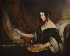 Mrs Mary Milnes Gaskell - Old Master oil portrait easel Scottish female artist