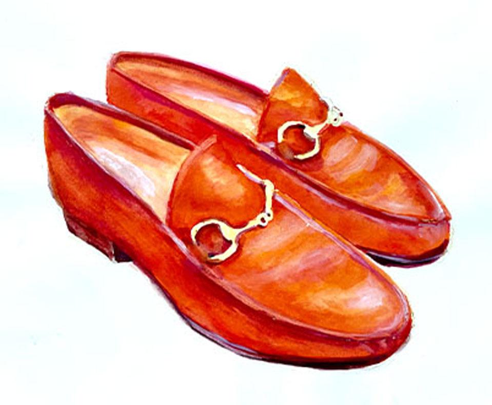 Mocassino Gucci - Marrone - Painting Moderno di Christina Ruggieri