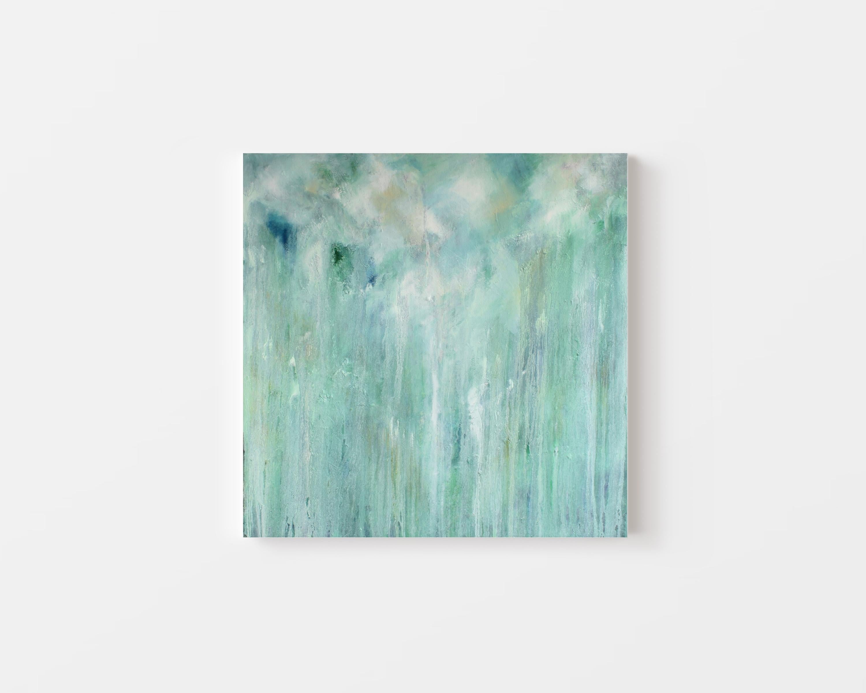Green Haze, Modern art, Abstract - Painting by Christina Sadler 