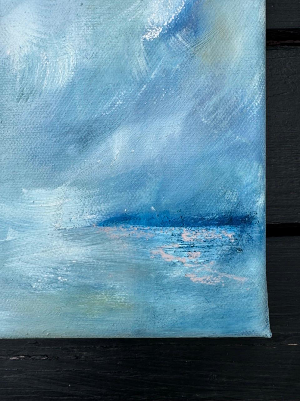 Horizon Calling, peinture originale, art abstrait, calme, bleu en vente 1