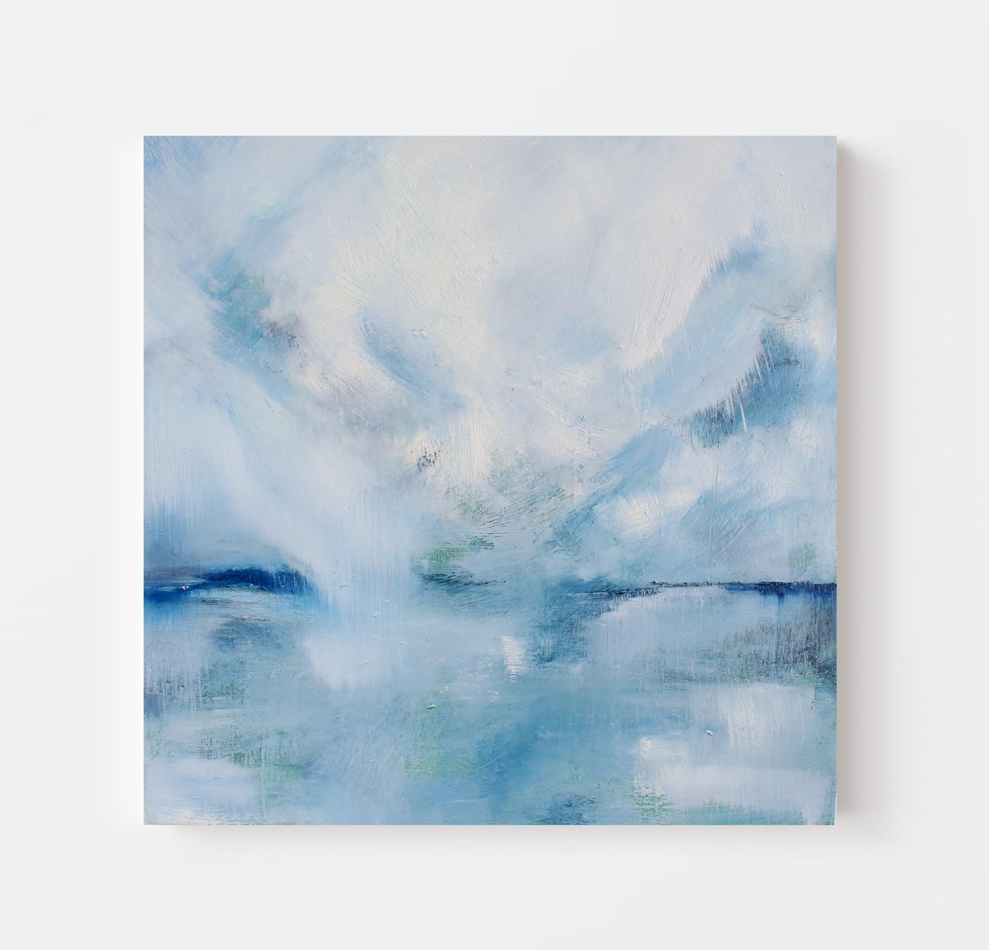 Introspection, Original painting, Abstract art, Calming, Acrylic on canvas, Blue For Sale 2