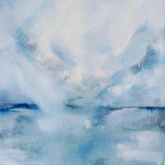 Introspection, peinture originale, art abstrait, Calming, acrylique sur toile, bleu