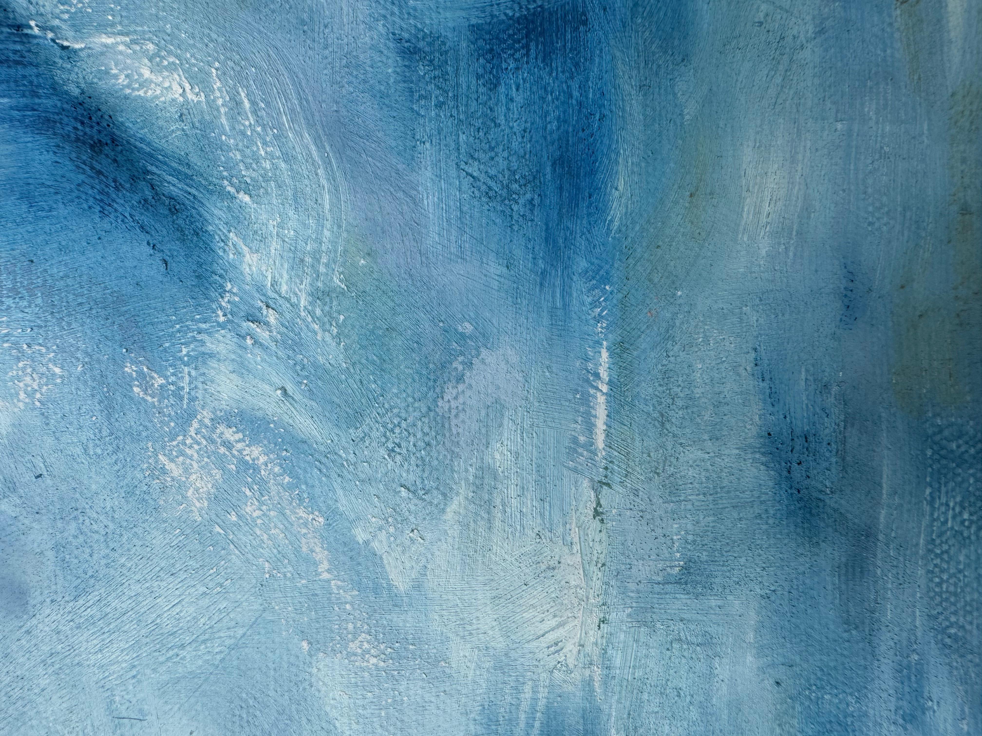 Pause on the Horizon, Original painting, Abstract art, Calming, Blue For Sale 2