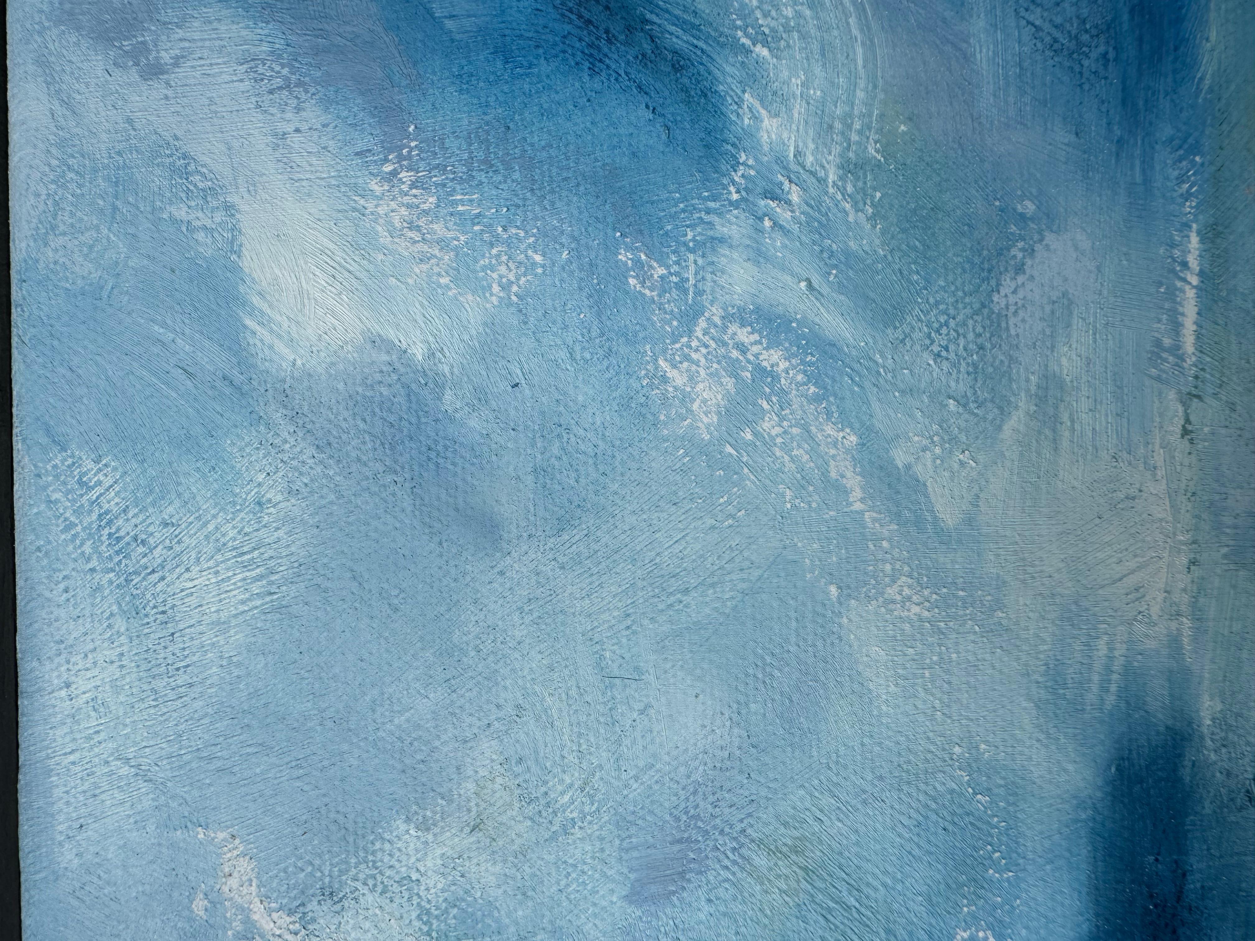 Pause on the Horizon, Original painting, Abstract art, Calming, Blue For Sale 3