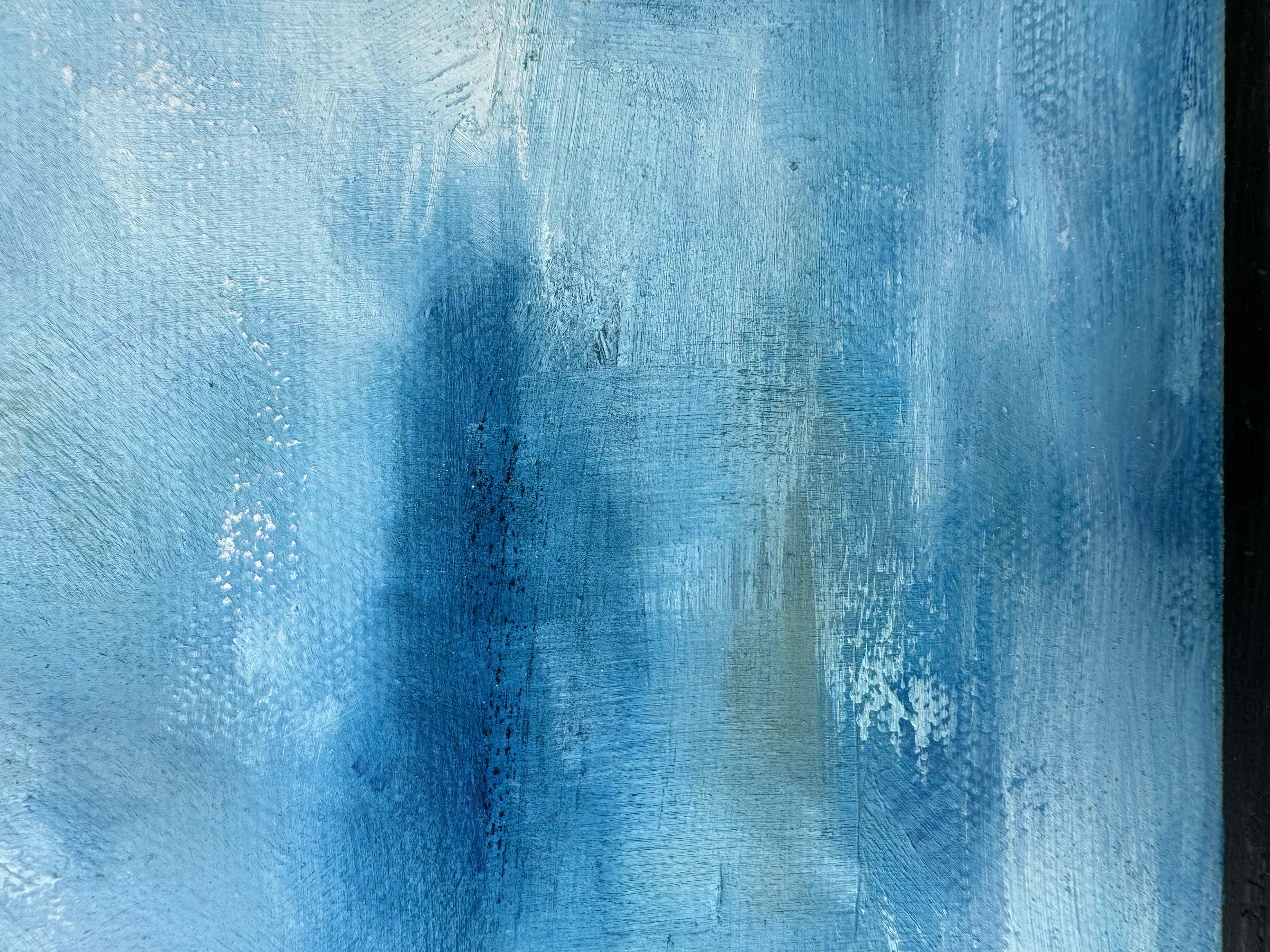 Pause on the Horizon, Original painting, Abstract art, Calming, Blue For Sale 4