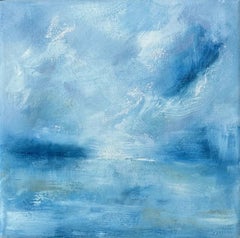 Pausa all'orizzonte, Quadro originale, Arte astratta, Calmante, Blu