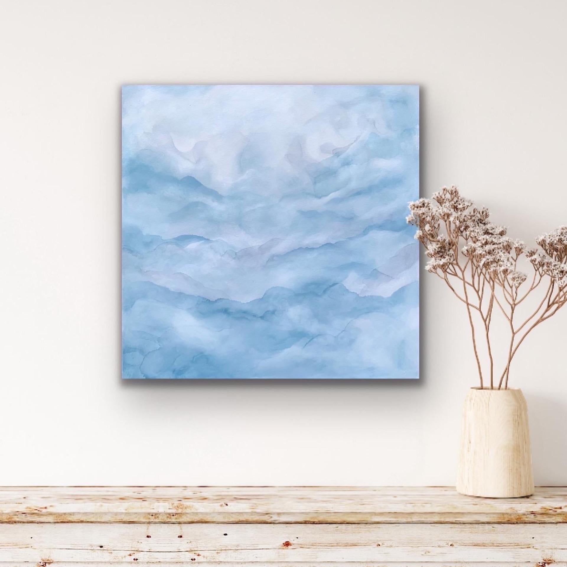 Silence, Original painting, Abstract art, Calming, Acrylic on canvas, Blue For Sale 5