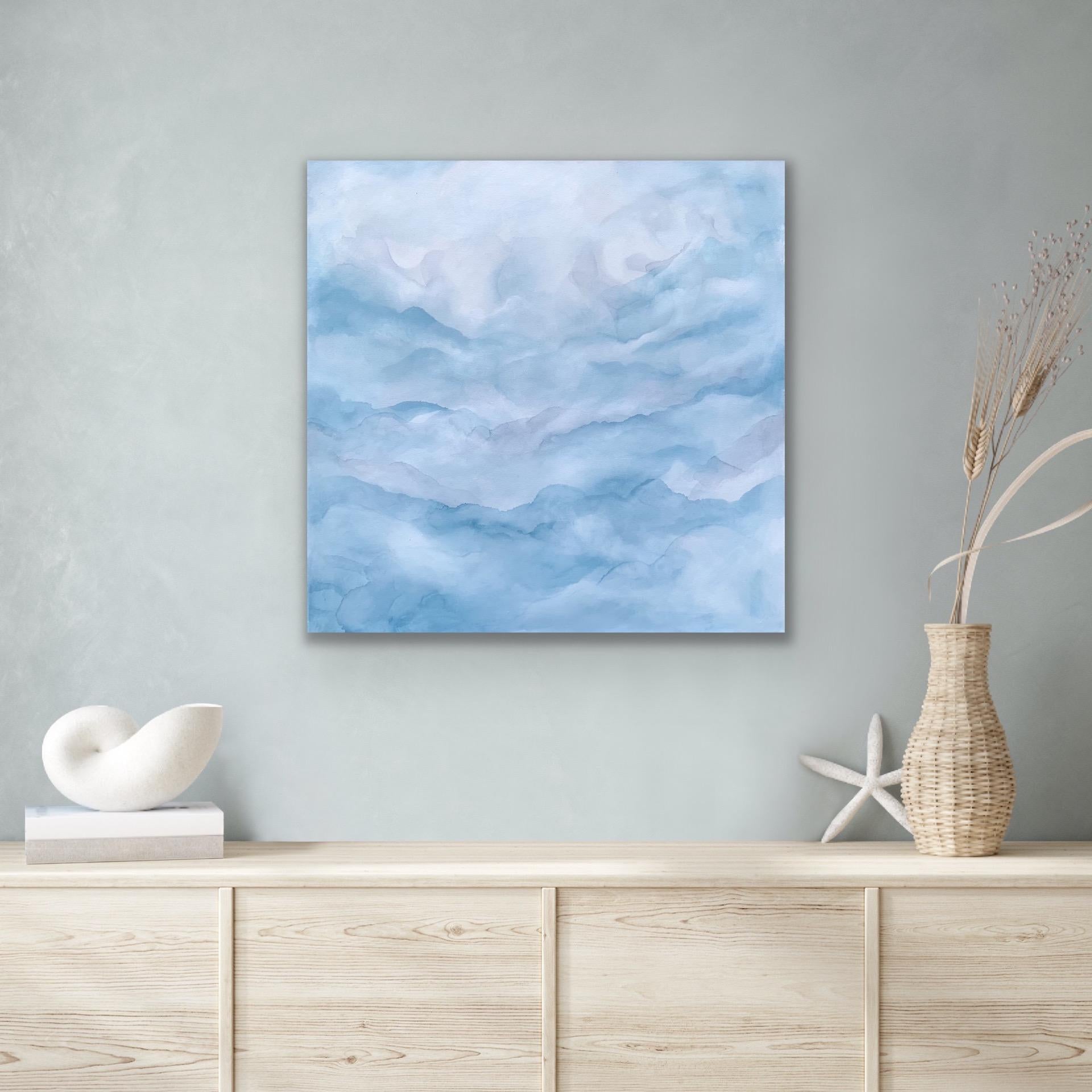Silence, Original painting, Abstract art, Calming, Acrylic on canvas, Blue For Sale 6