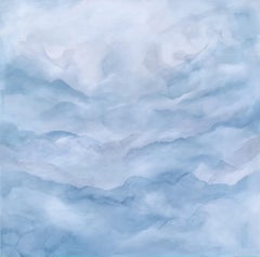 Silence, peinture originale, art abstrait, Calming, acrylique sur toile, bleu