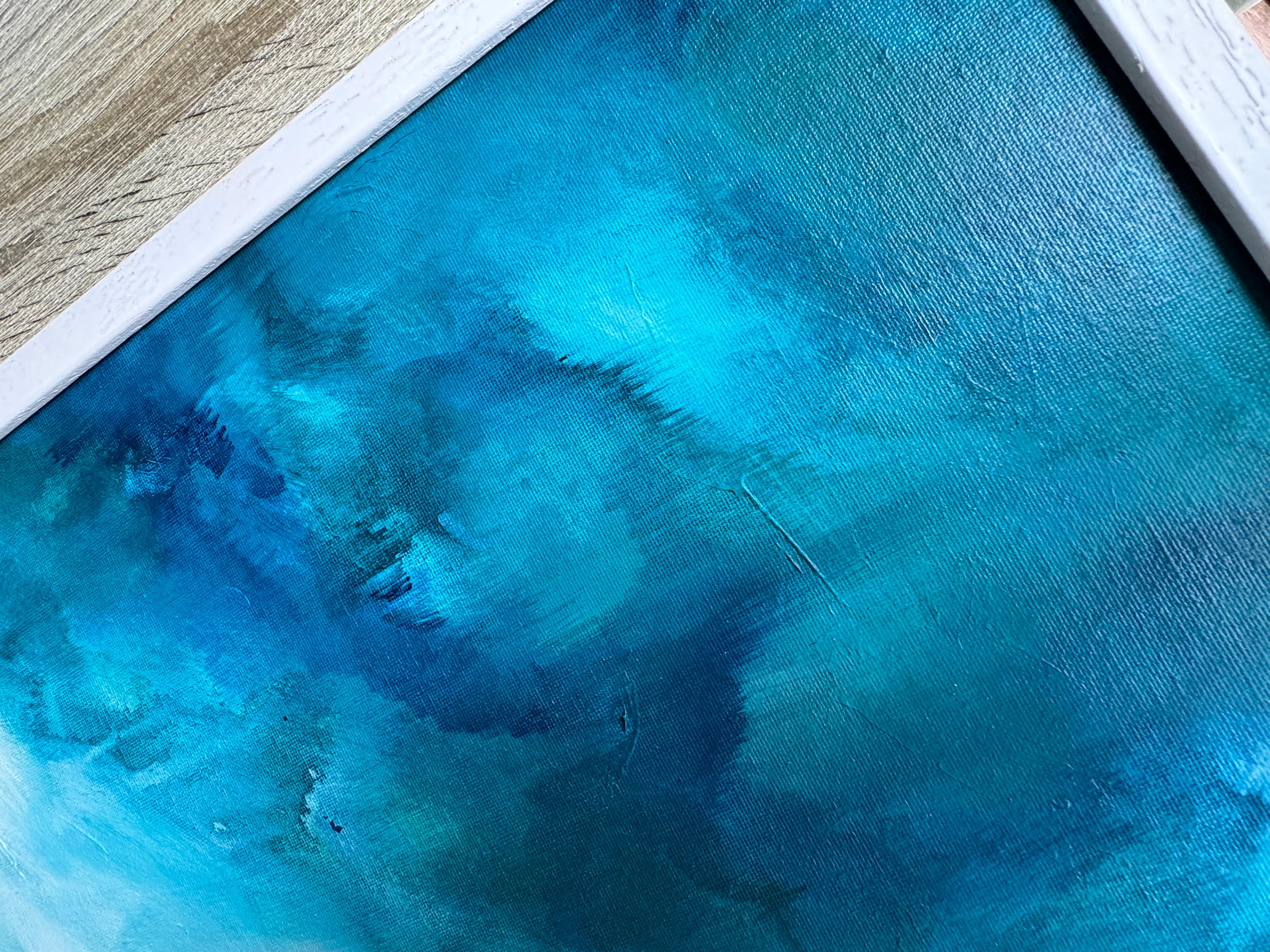 Paisaje suspendido, Pintura original, Arte abstracto, Calmante, Azul en venta 1
