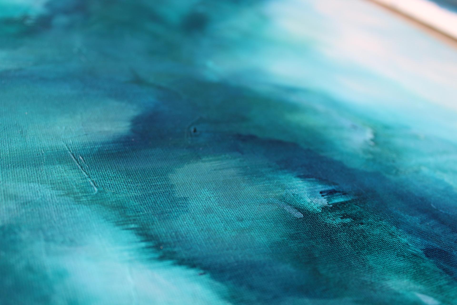 Paisaje suspendido, Pintura original, Arte abstracto, Calmante, Azul en venta 4