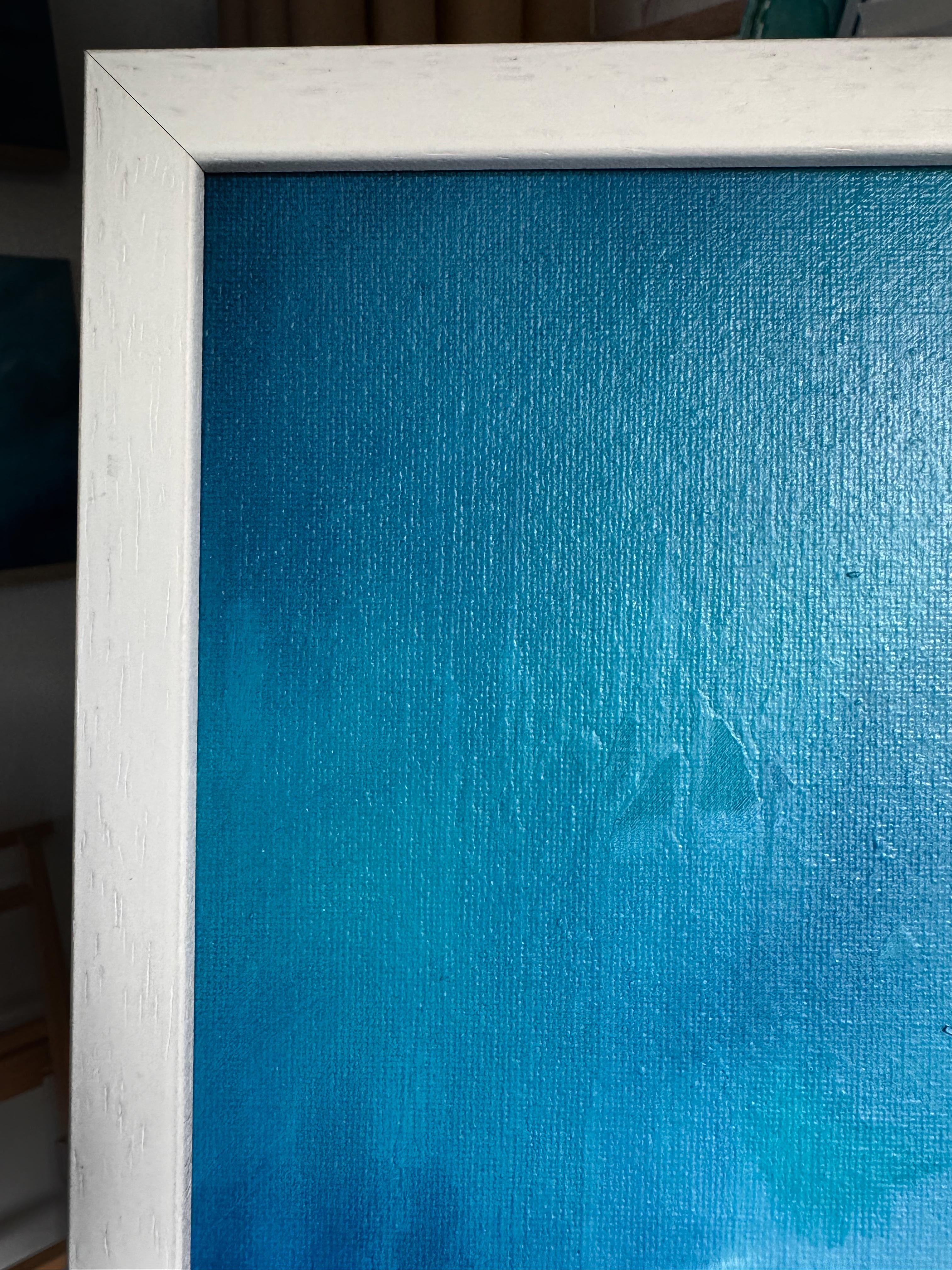 Paesaggio senza titolo, Pittura originale, Arte astratta, Calmante, Blu - Painting di Christina Sadler