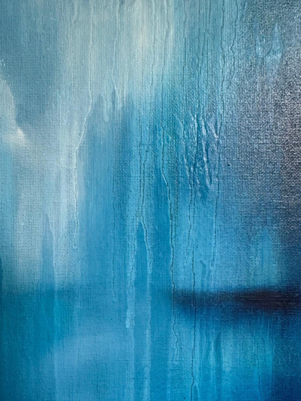 Paesaggio senza titolo, Pittura originale, Arte astratta, Calmante, Blu - Painting Astratto di Christina Sadler