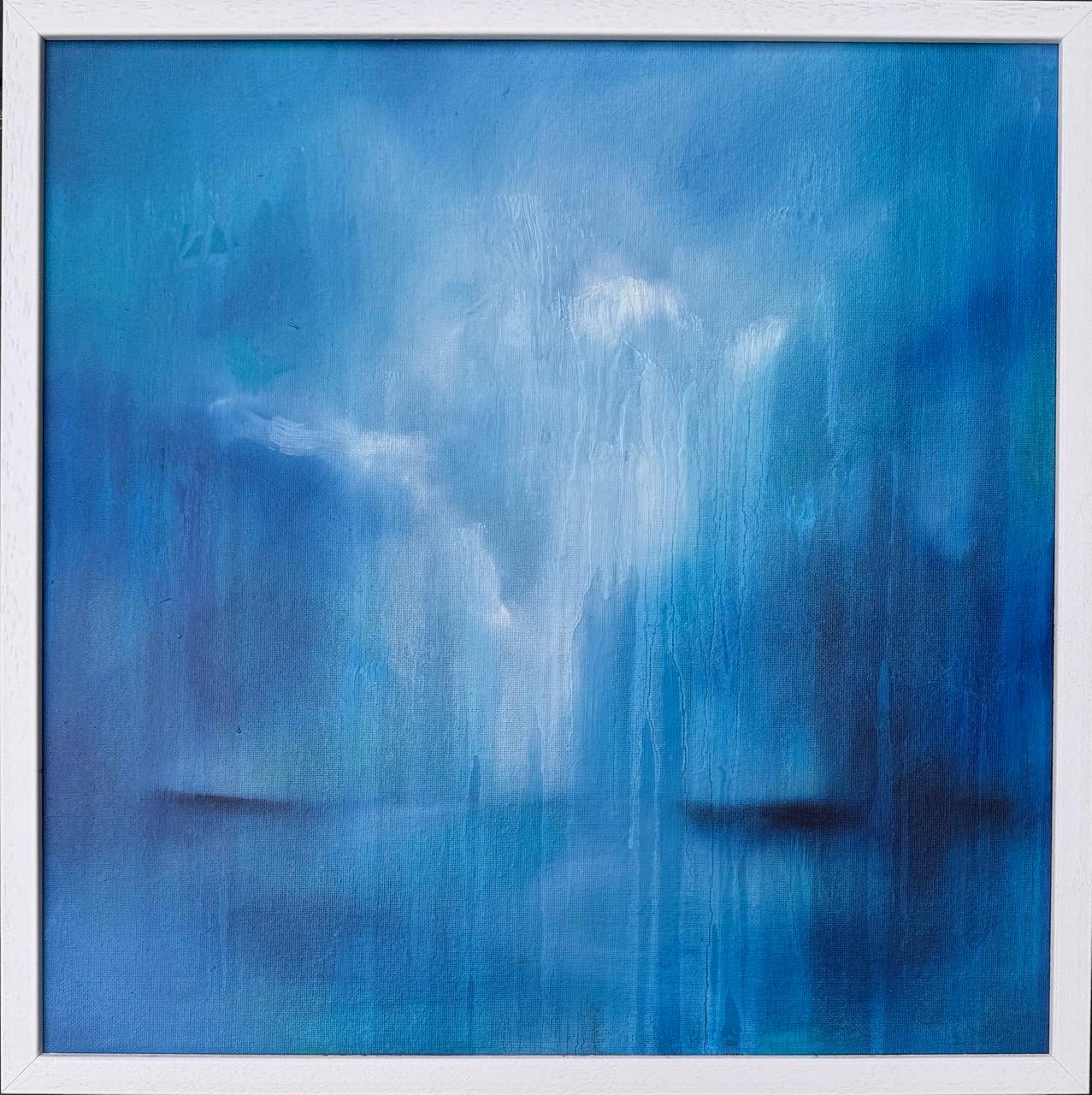Paesaggio senza titolo, Pittura originale, Arte astratta, Calmante, Blu in vendita 4