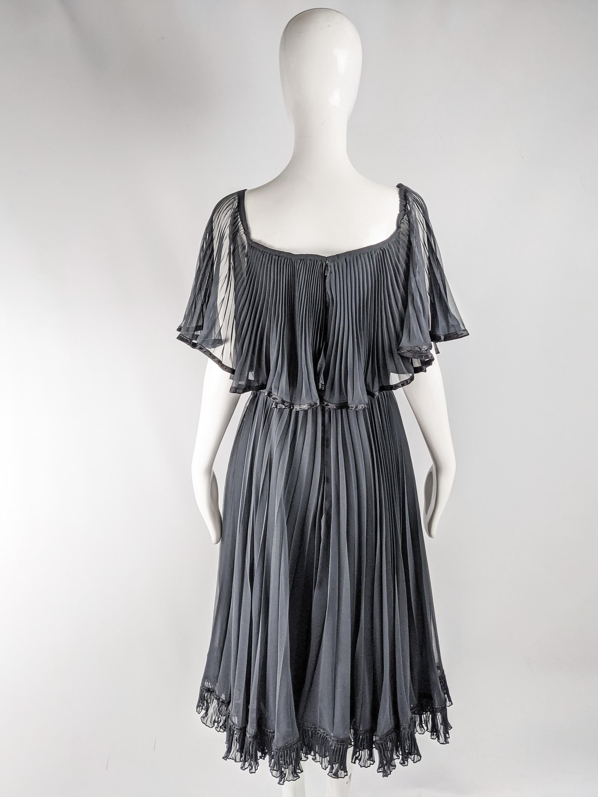 Gray Christina Stambolian Vintage Pleated Chiffon Dress For Sale