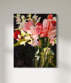 "Ramo del Día de la Tierra", Pintura al Óleo Floral Abstracta