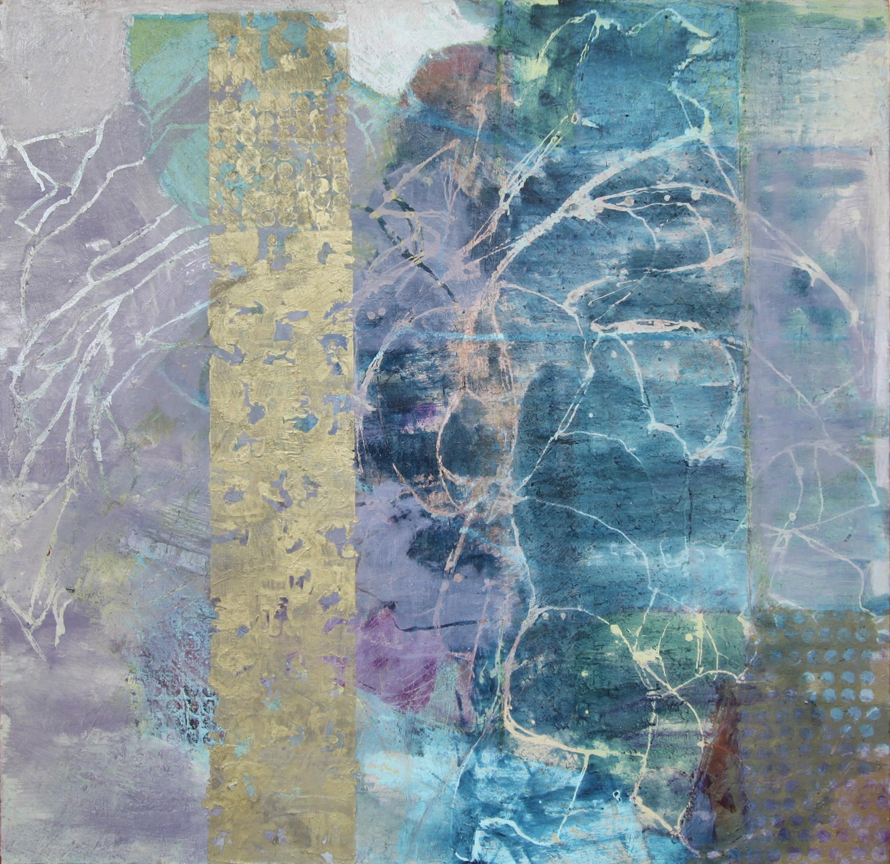 Abstraktes Gemälde „Falle an einem höheren Ort“, „Fallen“ – Mixed Media Art von Christine Averill-Green