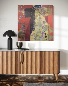 "Kimonoesque with Cat" Abstract Metallic Painting