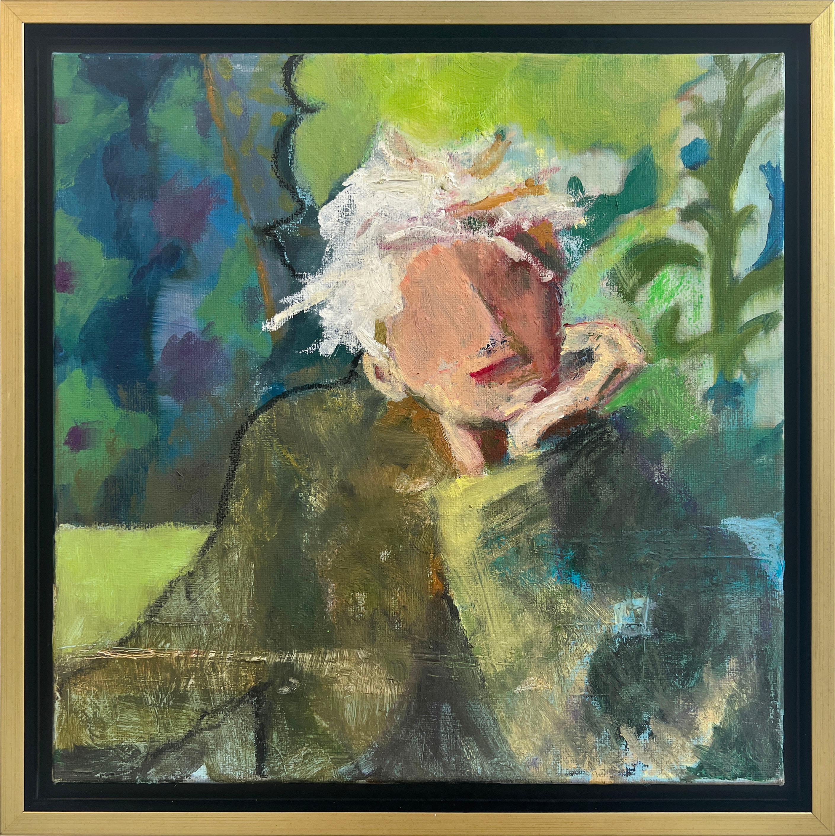 Christine Averill-Green Figurative Painting - "Lunch Date, " Abstract Figure Painting
