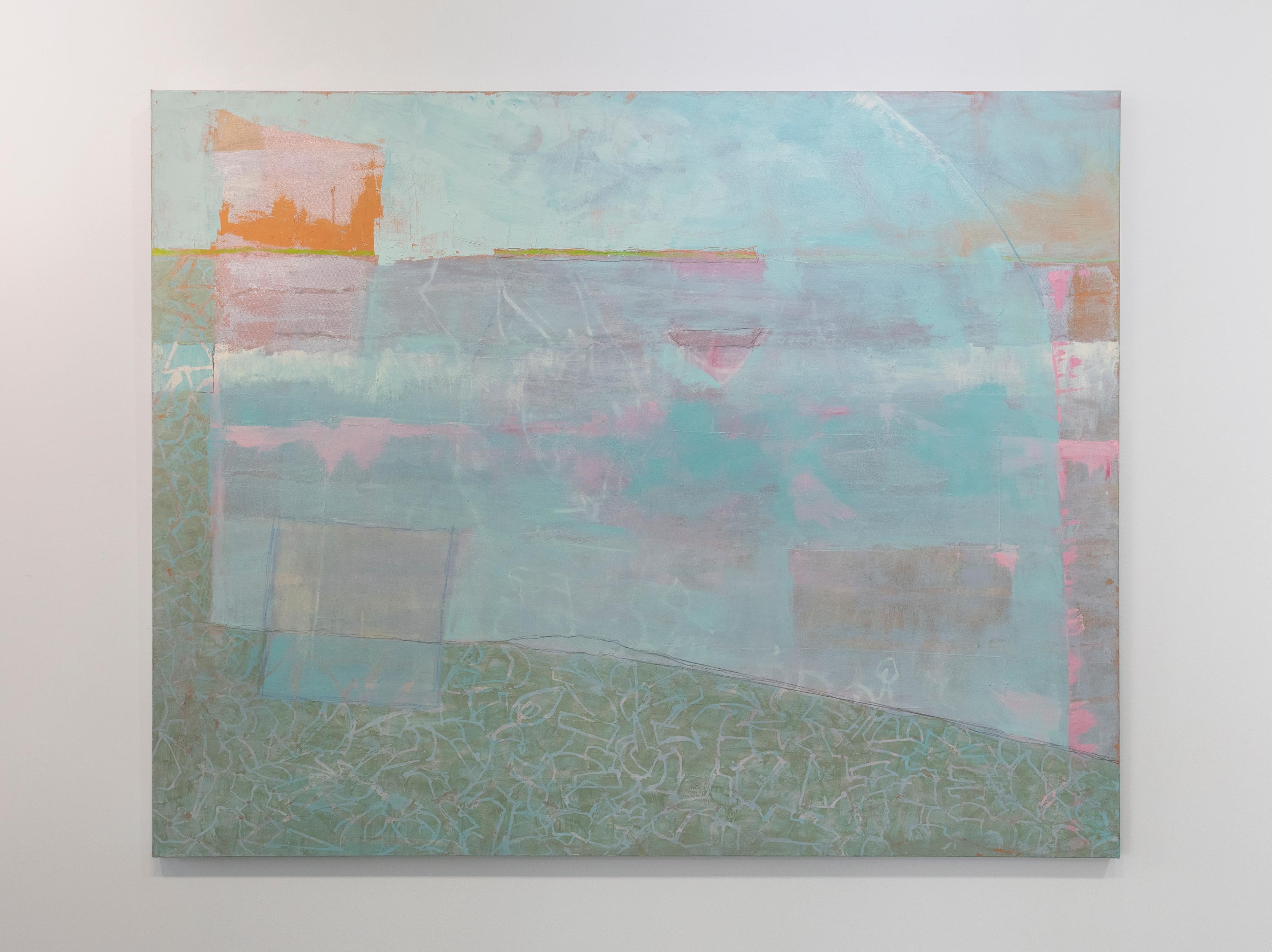 Peinture abstraite « Sea Glass/Ocean Mist » - Abstrait Painting par Christine Averill-Green