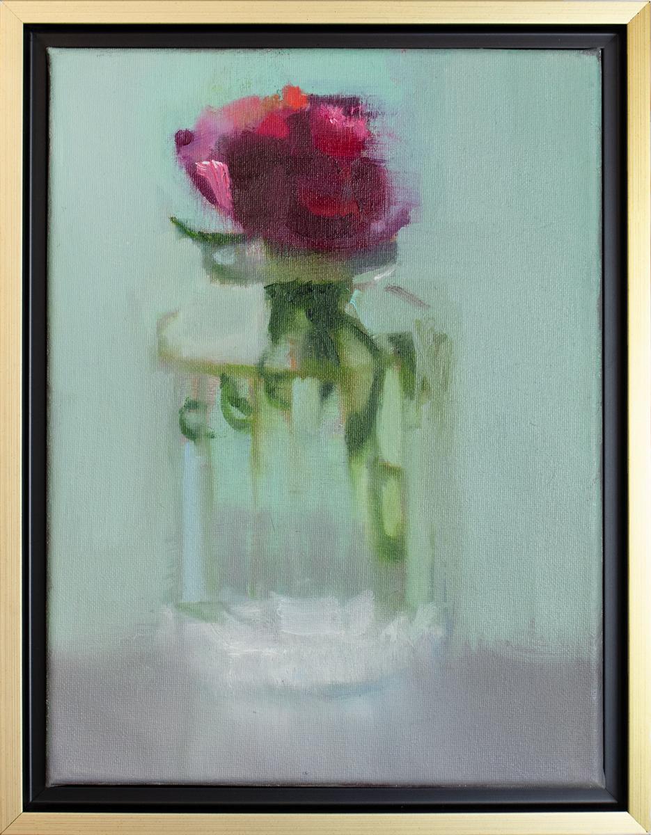 Christine Averill-Green Still-Life Painting - "Solitaire" Abstracted Still Life Floral Painting